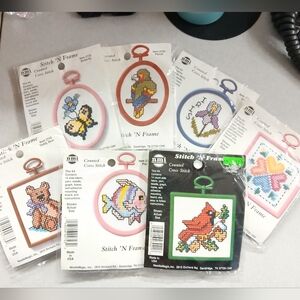 Vintage Counted Cross Stitch Kits Set Of 7